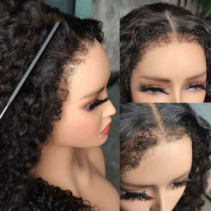 NO LACE! NO EDGES OUT? REALISTIC KINKY CURLY V PART WIG