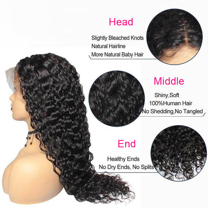 Water Wave Human Hair Wigs 4x4 HD Lace Closure Wigs